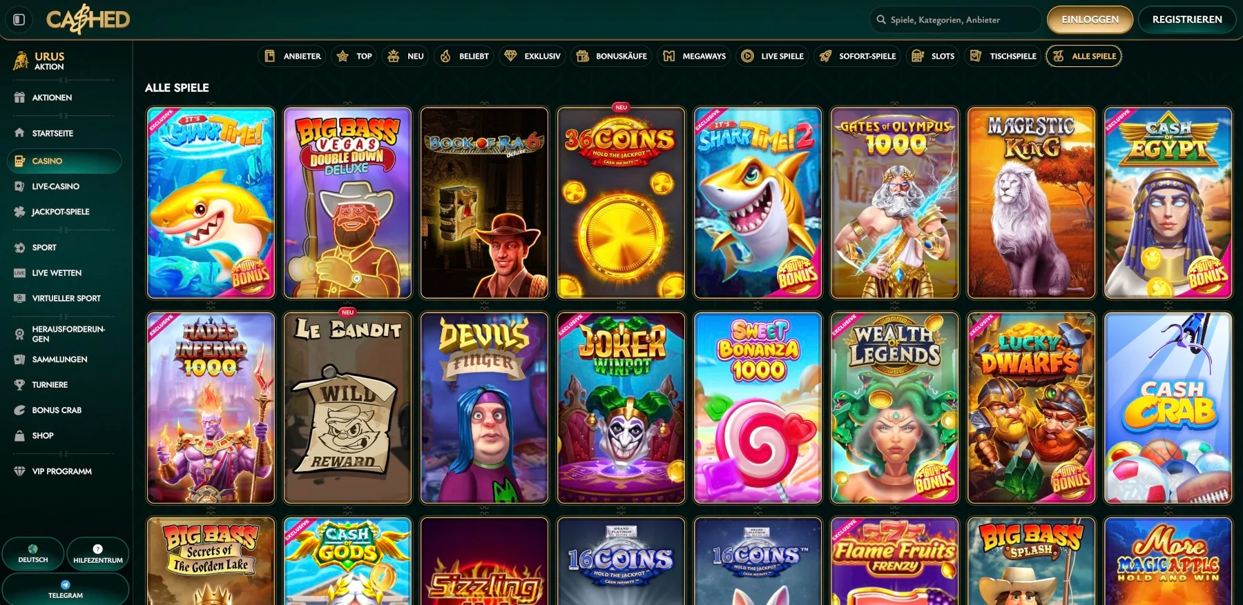 Cashed Casino alle Spiele