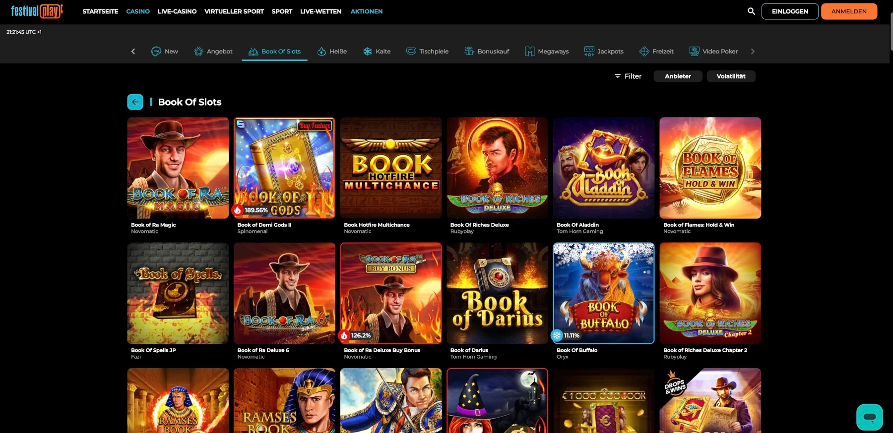 Festivalplay Casino Book Slots