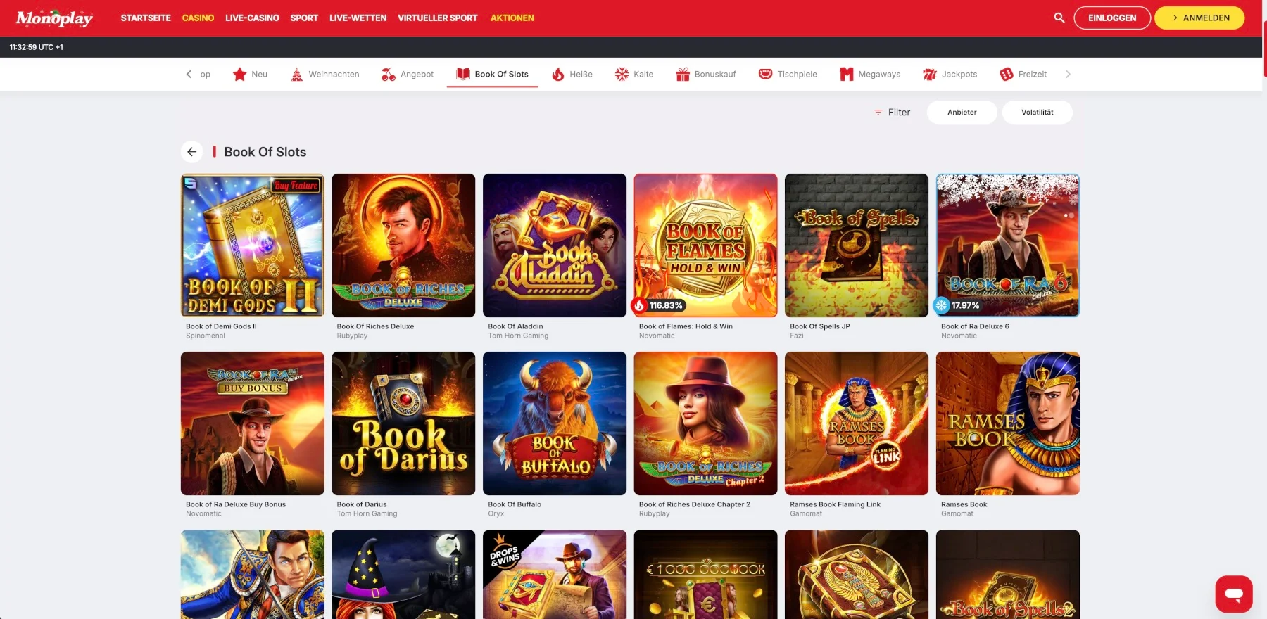 Monoplay Casino Book of Slots