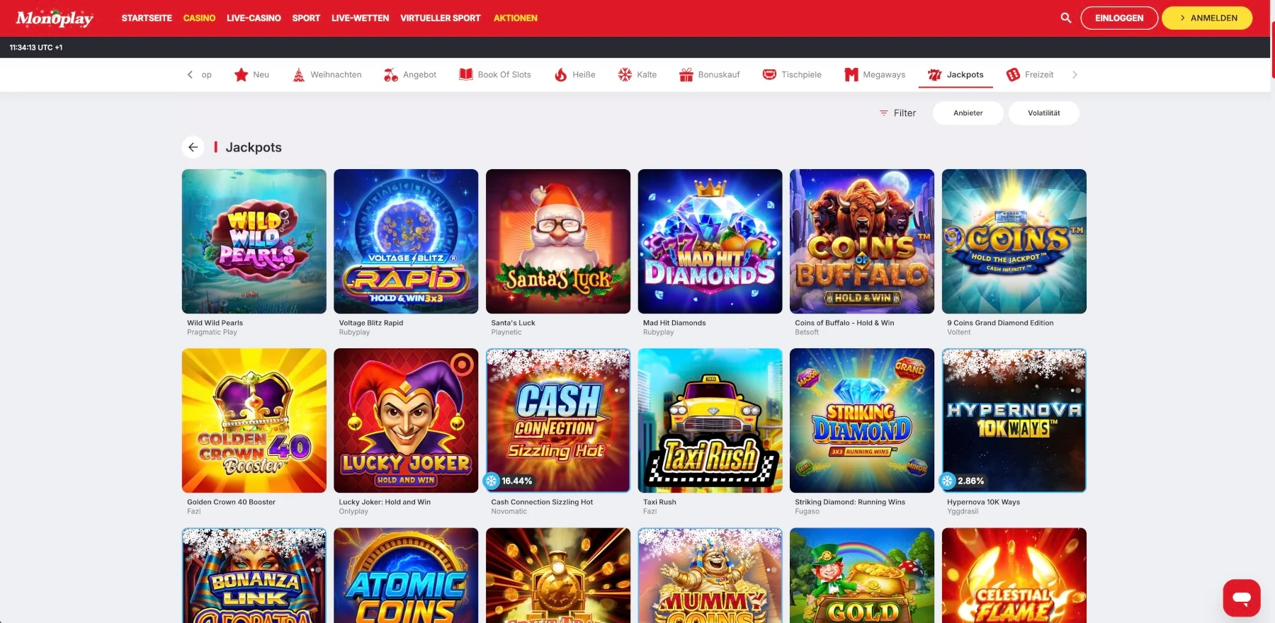 Monoplay Casino Jackpots